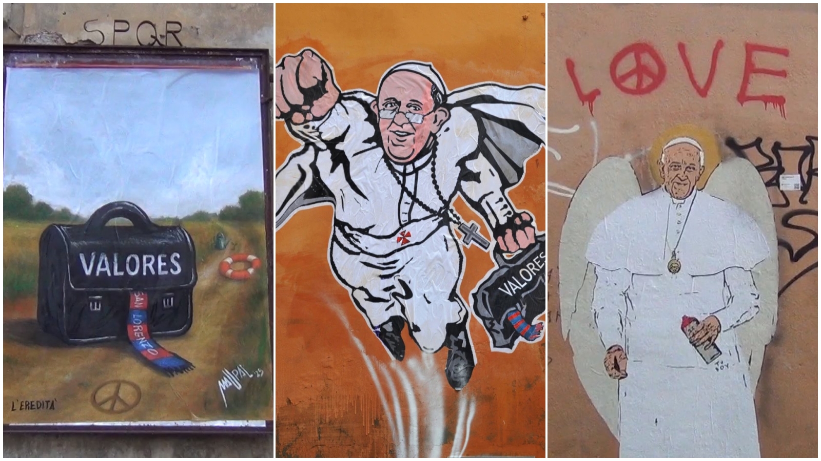 I murales per Papa Francesco a Roma: due nuovi, uno resiste e tutti quelli rimossi dal 2014